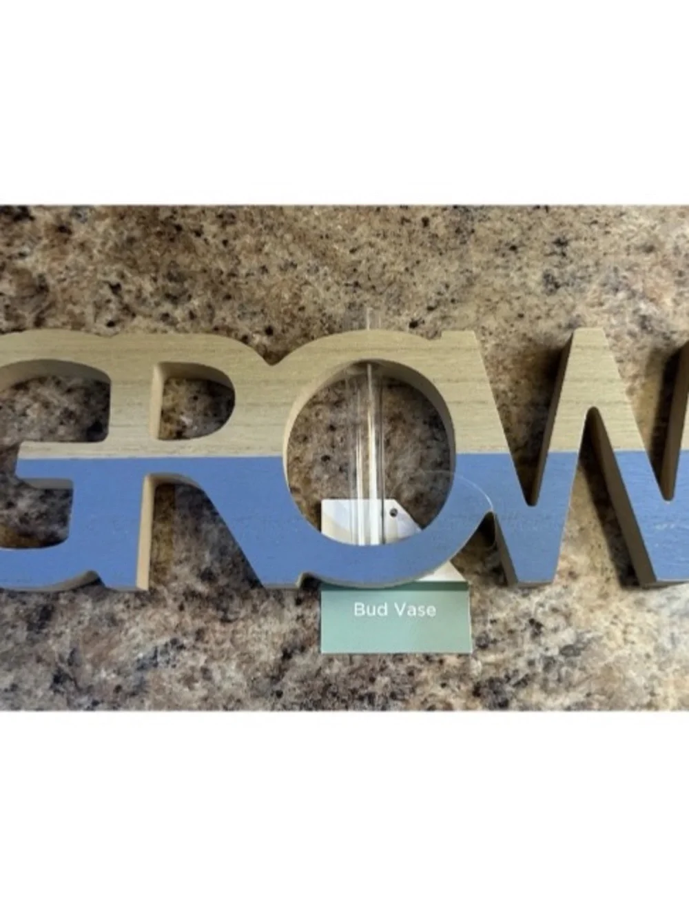 Wooden 3D Plant Bud Vase Plant Holder 11” X 4” “Grow” New With Tag
